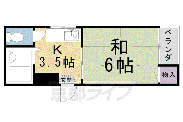 ヴィラポレール(1K/4階)の間取り写真