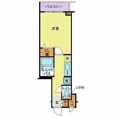 ヴェルト三軒茶屋2(1K/8階)の間取り写真