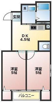 アルマース壱番館(2DK/5階)の間取り写真