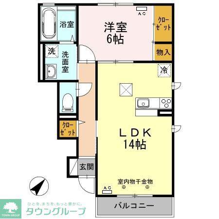 LUNE SOLEIL(1LDK/1階)の間取り写真