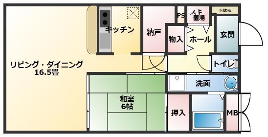 妙高パインバレーロジュマン1号館(1LDK/10階)の間取り写真