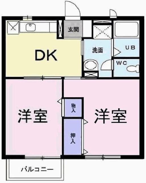 クリサンテピーヌスA(2DK/2階)の間取り写真