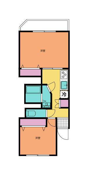市ヶ谷ローヤルコーポ(2DK/3階)の間取り写真