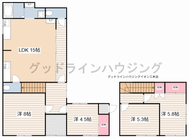 別所町高木戸建(4LDK/1階)の間取り写真