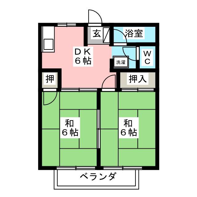 シティーハイツさわ(2DK/2階)の間取り写真