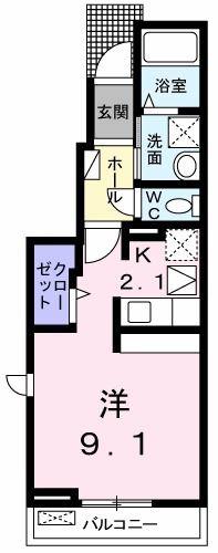 ラフィーネ・福生(ワンルーム/1階)の間取り写真