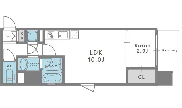シーズンフラッツ阿波座(1LDK/11階)の間取り写真