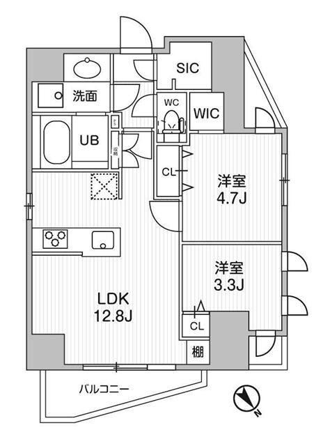 エスレジデンス目黒大岡山ブレサ(2LDK/6階)の間取り写真