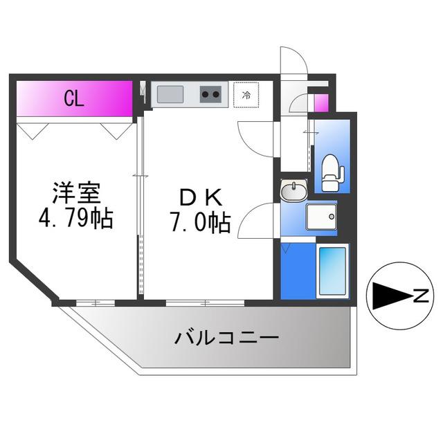 KTIレジデンス八尾(1DK/3階)の間取り写真