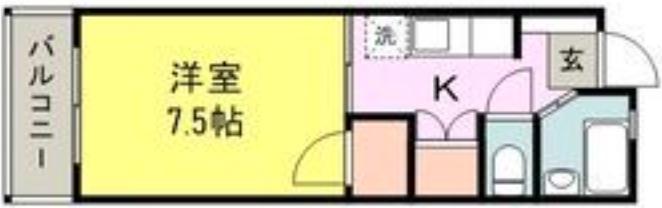 OAK VILLA 久留米(1K/2階)の間取り写真
