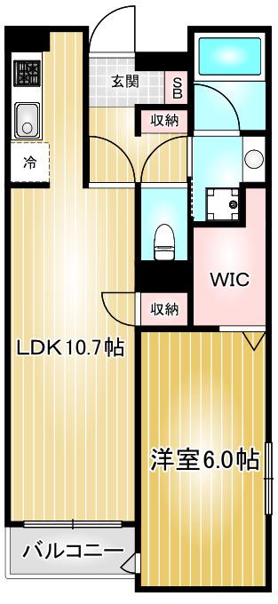 ディオール名駅(1LDK/2階)の間取り写真