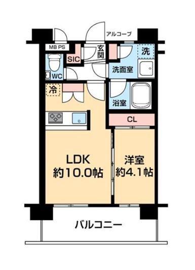 スタジオデン洗足(1LDK/10階)の間取り写真