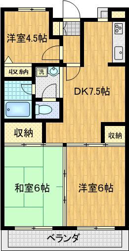 グローバル(3DK/3階)の間取り写真