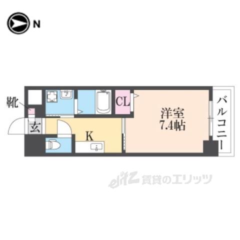 INOVE俊徳町(1K/1階)の間取り写真