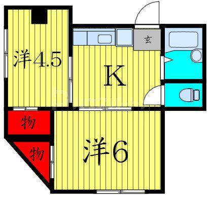 真島ビル(2K/3階)の間取り写真