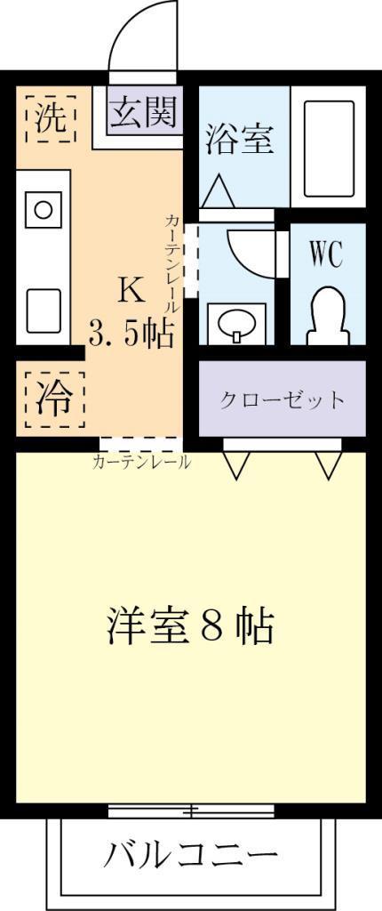 南原ハイツE(1K/1階)の間取り写真