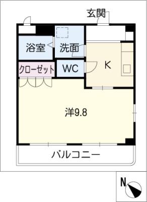 リトルビーチ(1K/1階)の間取り写真