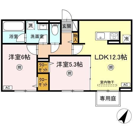 D-RESENA丸山S(2LDK/1階)の間取り写真