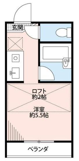 パンシオンつきみ野(ワンルーム/2階)の間取り写真