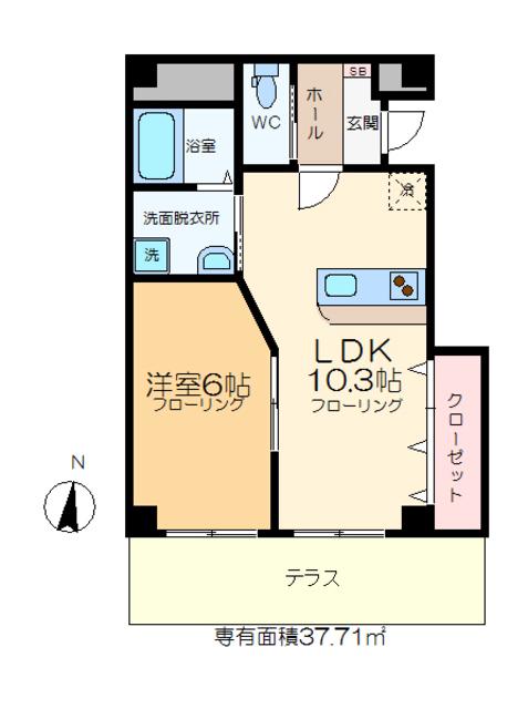 PERSEUS(1LDK/1階)の間取り写真