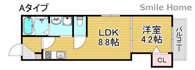 エルグランド住之江(1LDK/2階)の間取り写真
