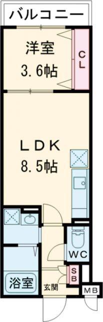 ALIVIO泉佐野(1LDK/1階)の間取り写真