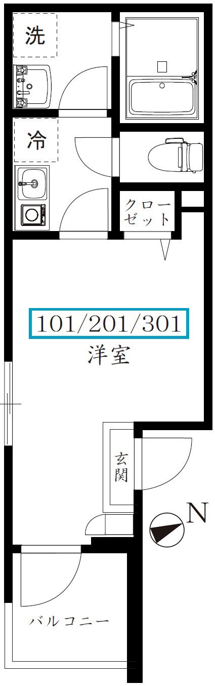 K&S平井(1K/3階)の間取り写真