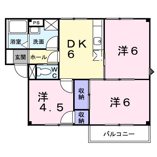 ロイヤルヒルズ(3DK/1階)の間取り写真