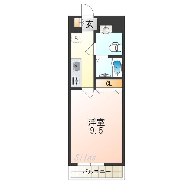 JINO平野(1K/6階)の間取り写真