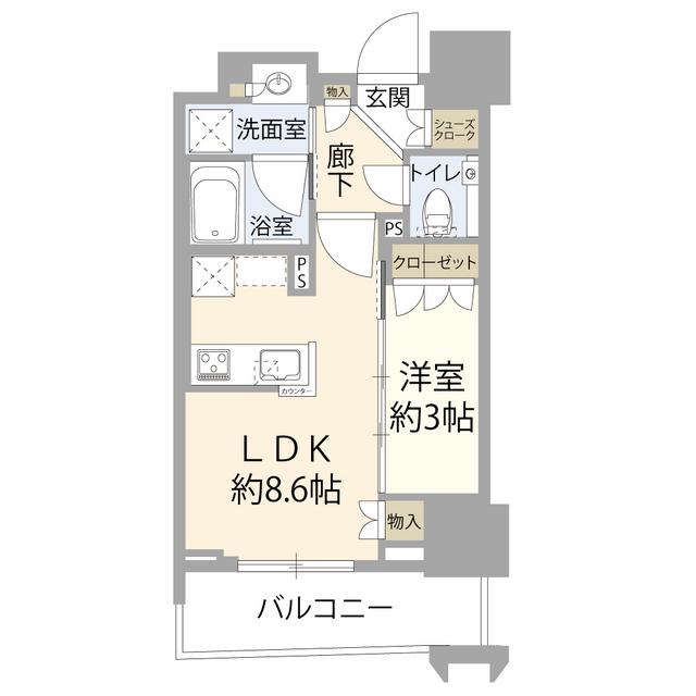 エクセレントザタワー(1LDK/17階)の間取り写真
