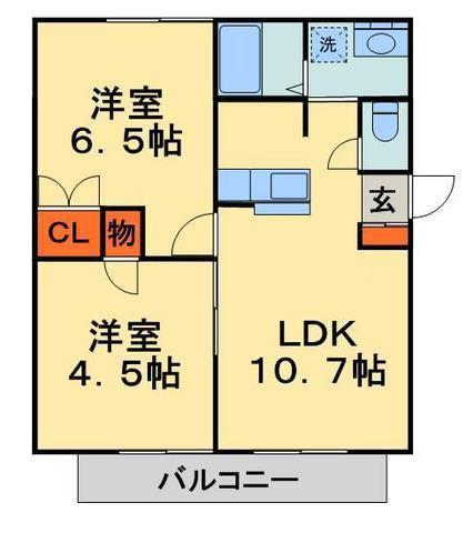 大翔コーポ佐倉 II(2LDK/2階)の間取り写真