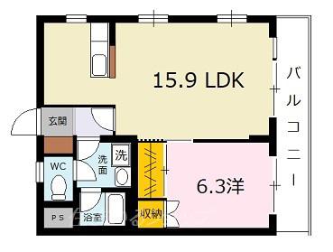 ソレイユ高陽II(1LDK/4階)の間取り写真