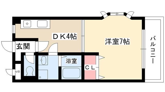 コムシェ.ソワ(1DK/4階)の間取り写真