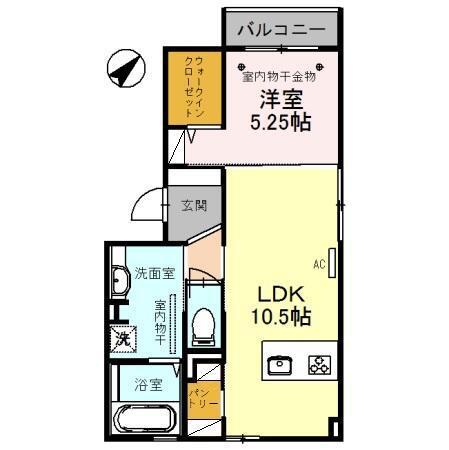 ブルーメ三番丁(1LDK/2階)の間取り写真