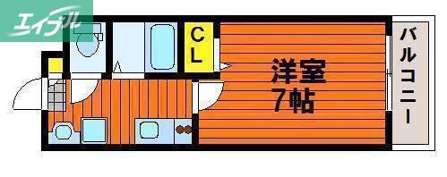 ウェーブレジデンス北長瀬(1K/2階)の間取り写真
