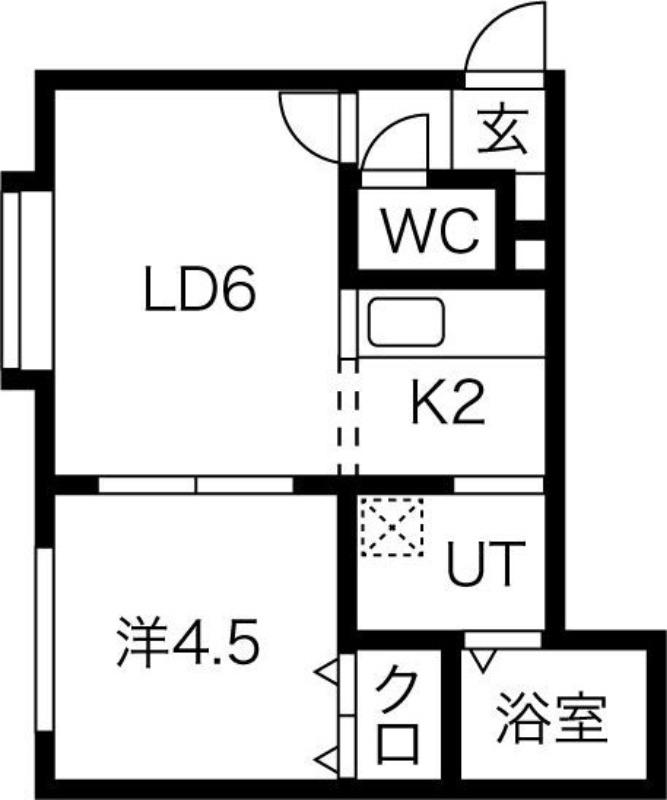 PALM HILL豊平公園(1LDK/2階)の間取り写真