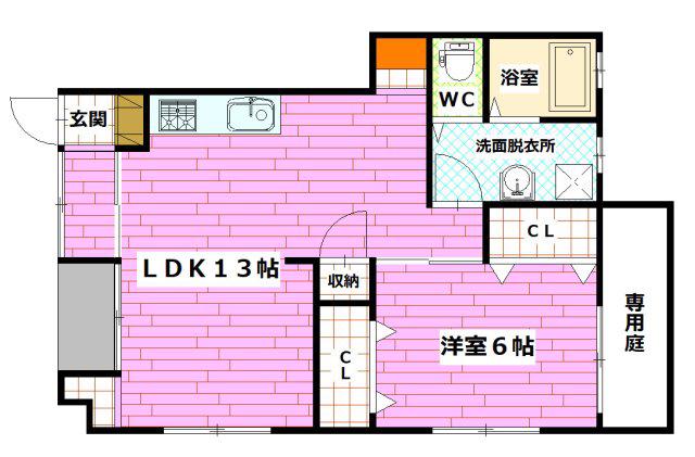 ラッフルズハイツ府中(1LDK/1階)の間取り写真
