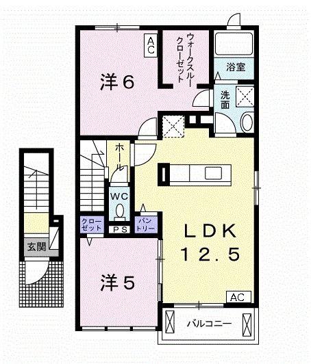 ノーブル グラス II(2LDK/2階)の間取り写真