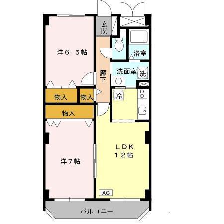 エルロード住吉7号館(2LDK/2階)の間取り写真