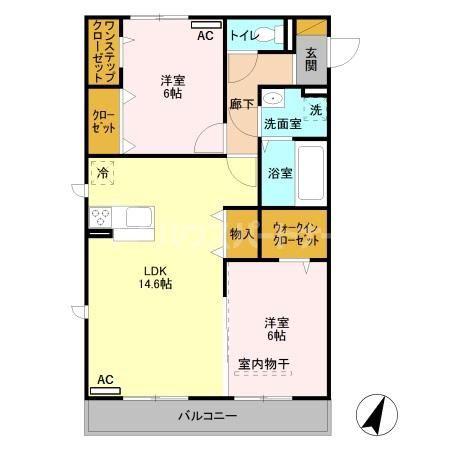 メゾンアルファXI(2LDK/2階)の間取り写真