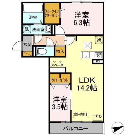 プランドール A(2LDK/1階)の間取り写真
