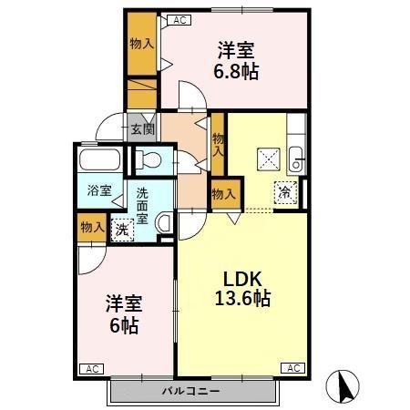 ヴィラアネシス(2LDK/1階)の間取り写真