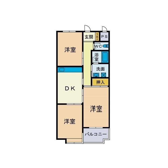 メゾンショージ弐番館(3DK/2階)の間取り写真