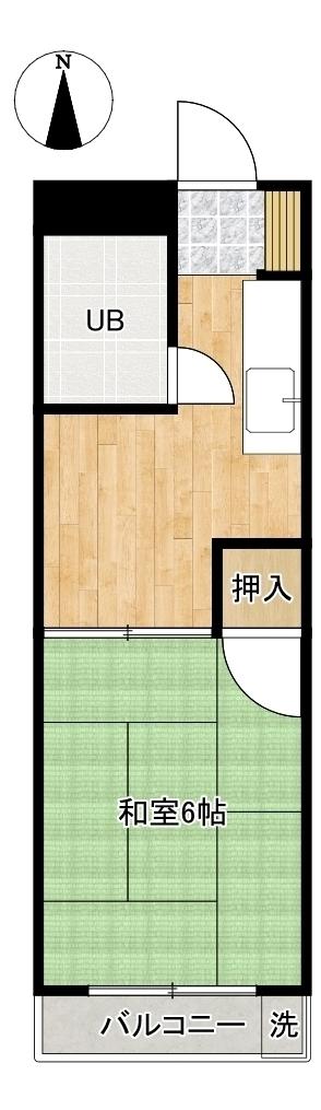 パルティエダイユウII(1K/1階)の間取り写真