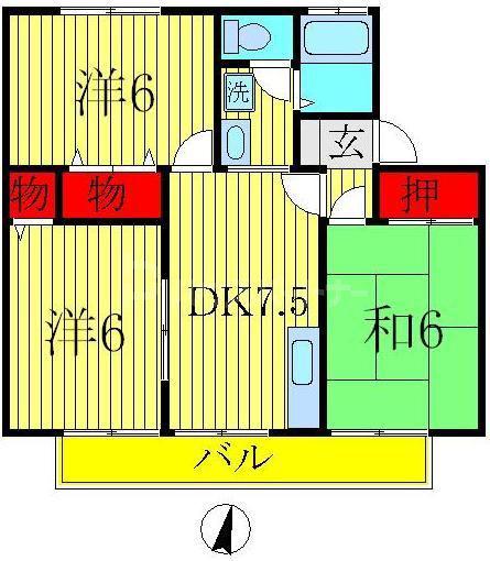 ジョイフローリッシュ(3DK/1階)の間取り写真