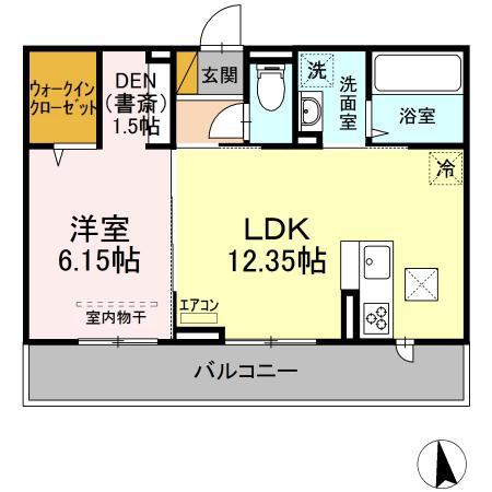 ランギロア(1LDK/1階)の間取り写真