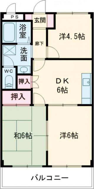 シーサイドレジデンス(3DK/2階)の間取り写真