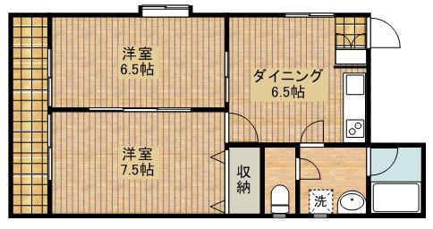 クローバーハウス(2DK/2階)の間取り写真