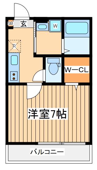 ウィズファン小田急相模原駅南口(1K/2階)の間取り写真