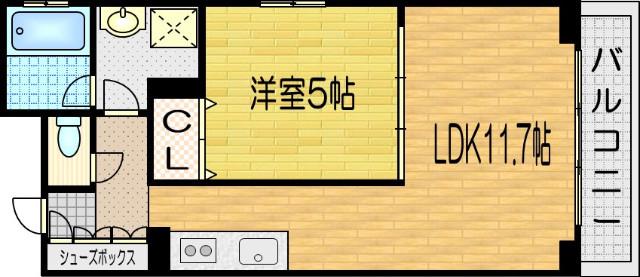 ベラジオ四条通(1LDK/9階)の間取り写真